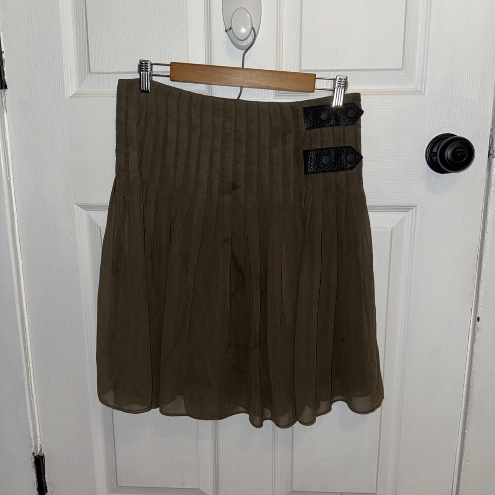 Rag & Bone Women’s Green Pleated Leather Buckle Skirt Size 6 *Flaws* - Picture 12 of 14